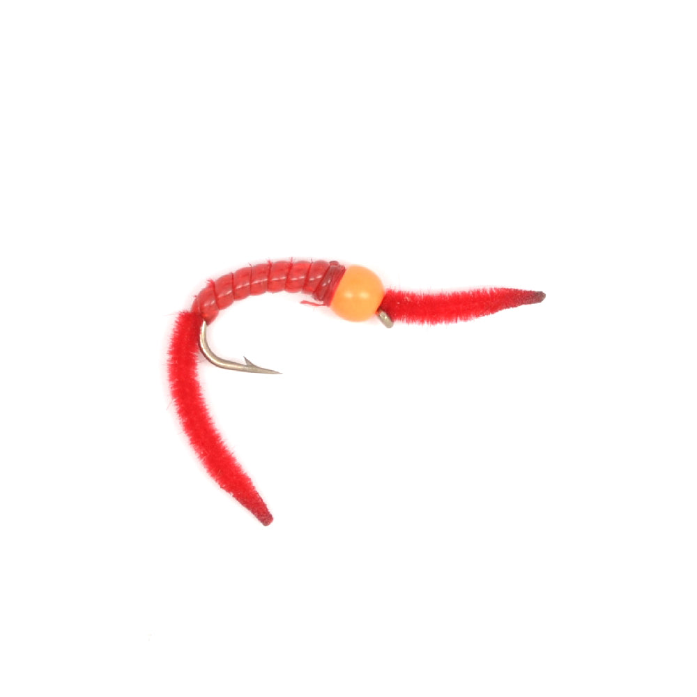 3er-Pack Orange Bead San Juan Power Worm Nassfliegen Hakengröße 10